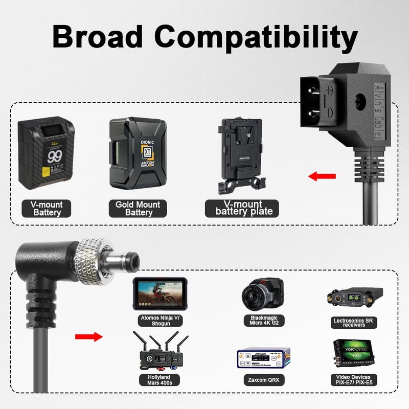 Alvin's Cables Locking DC 5.5 2.1 to D Tap Spring Power Cable for Video Devices PIX-E7 PIX-E5 7 Touchscreen Display Hollyland Mars 400s - Image 2